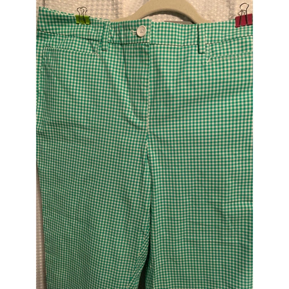 Talbots Perfect Skimmer Green Gingham Curvy Petite Slim Pedal Pusher Pants 10P - Picture 2 of 7